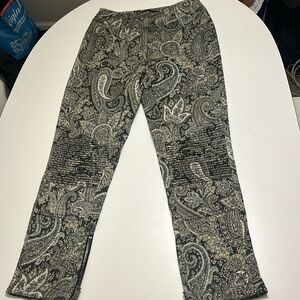 Etro Paisley Print Pants Quilted Moto Ankle Zip Straight Leg High Rise size 42